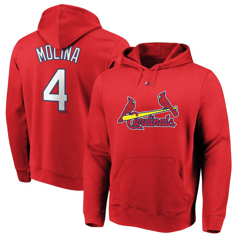Yadier Molina St. Louis Cardinals Majestic Authentic Name & Number Pullover Hoodie - Red