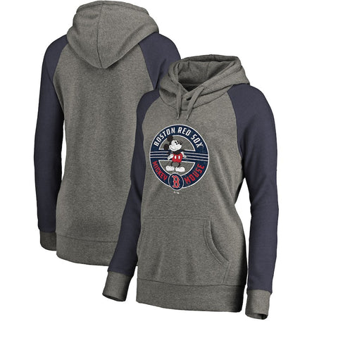 Boston Red Sox   Women's Disney Mickey's True Original Seal Tri-Blend Raglan Pullover Hoodie