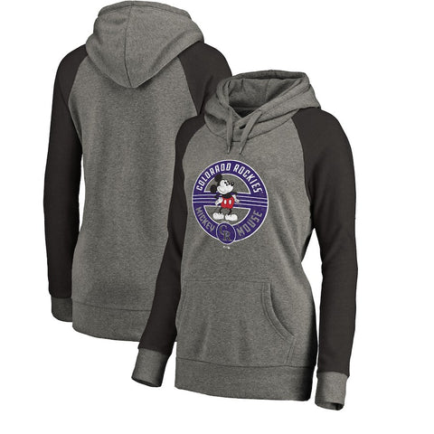 Colorado Rockies   Women's Disney Mickey's True Original Seal Tri-Blend Raglan Pullover Hoodie