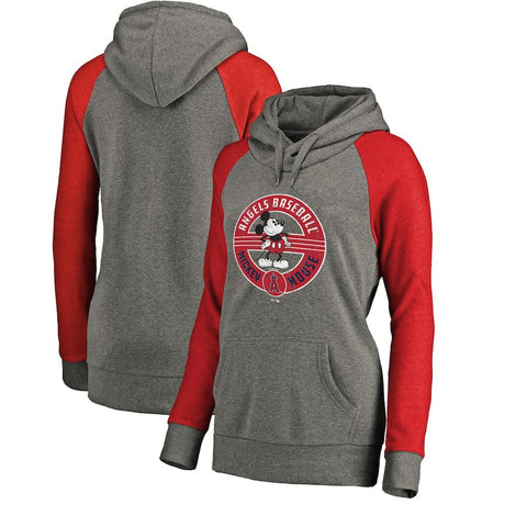 Los Angeles Angels   Women's Disney Mickey's True Original Seal Tri-Blend Raglan Pullover Hoodie