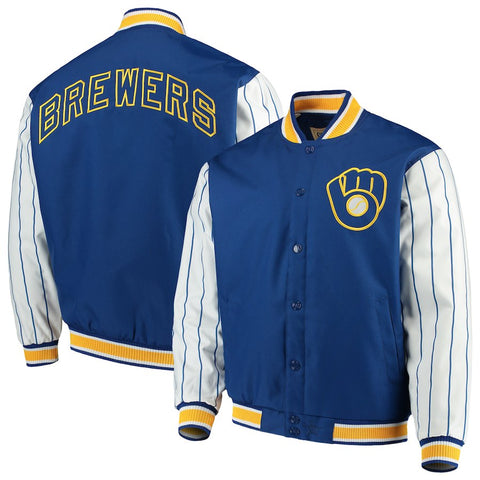 Milwaukee Brewers JH Design Quilted Knit Jersey Lined Jacket - Royal