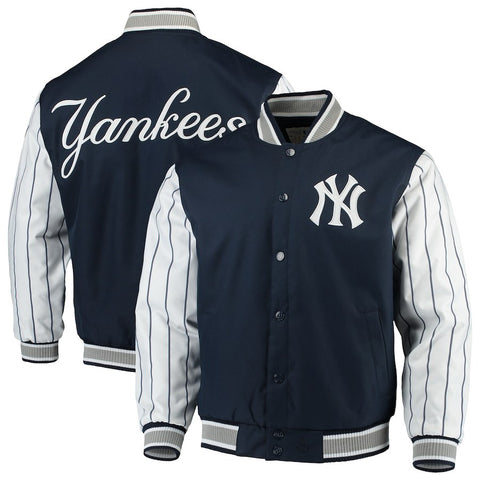 New York Yankees JH Design Quilted Knit Jersey Lined Jacket - Navy