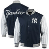 New York Yankees JH Design Quilted Knit Jersey Lined Jacket - Navy