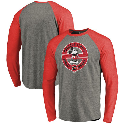 Calgary Flames   Disney Mickey True Original Seal Long Sleeve Tri-Blend Raglan T-Shirt