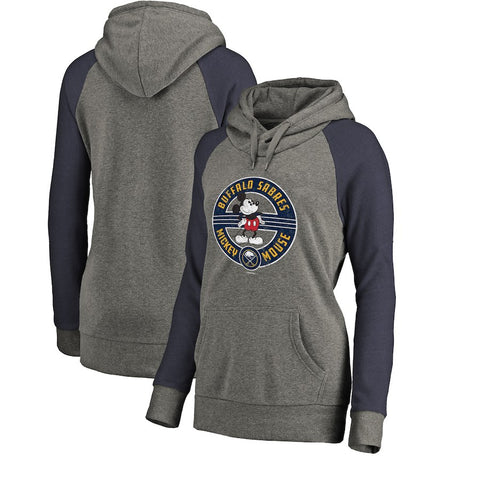 Buffalo Sabres   Women's Disney Mickey True Original Seal Tri-Blend Raglan Pullover Hoodie