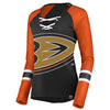 Anaheim Ducks Majestic Women's The Lace Up Raglan Long Sleeve T-Shirt - Black/Orange