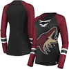 Arizona Coyotes Majestic Women's The Lace Up Raglan Long Sleeve T-Shirt - Black/Garnet