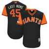 Derek Holland "Last Name" San Francisco Giants Majestic 2018 Players' Weekend Authentic Jersey