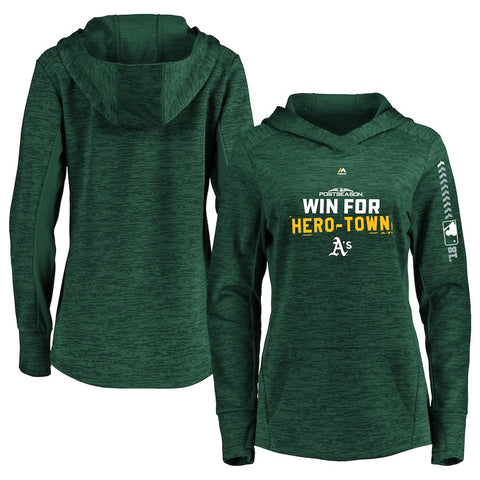 Oakland Athletics Majestic Women's 2018 Postseason Authentic Collection Streak Fleece Pullover Hoodie
