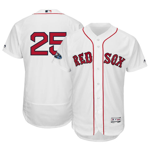 Steve Pearce Boston Red Sox Majestic 2018 Postseason Home Authentic Flex Base Player Jersey