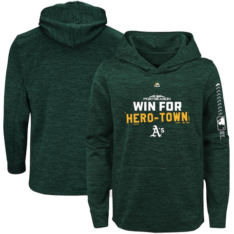 Oakland Athletics Majestic Youth 2018 Postseason Authentic Collection Streak Fleece Pullover Hoodie