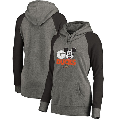 Anaheim Ducks   Women's Disney Rally Cry Tri-Blend Raglan Pullover Hoodie