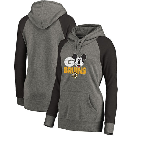 Boston Bruins   Women's Disney Rally Cry Tri-Blend Raglan Pullover Hoodie